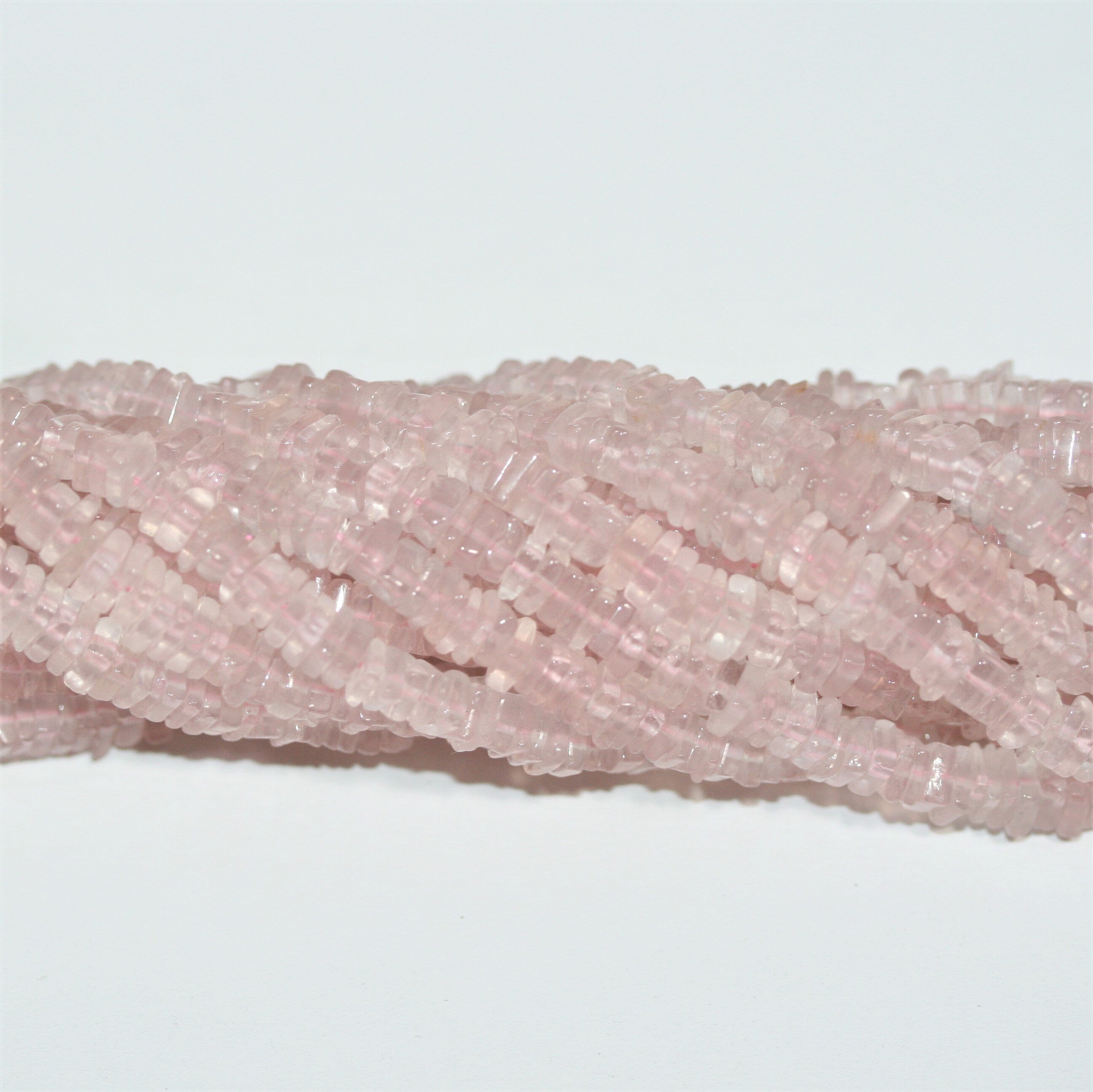 Cuentas cuadradas planas y lisas de cuarzo rosa de 40 cm (16"), 4,5 x 2 mm (tira de 40 cm)