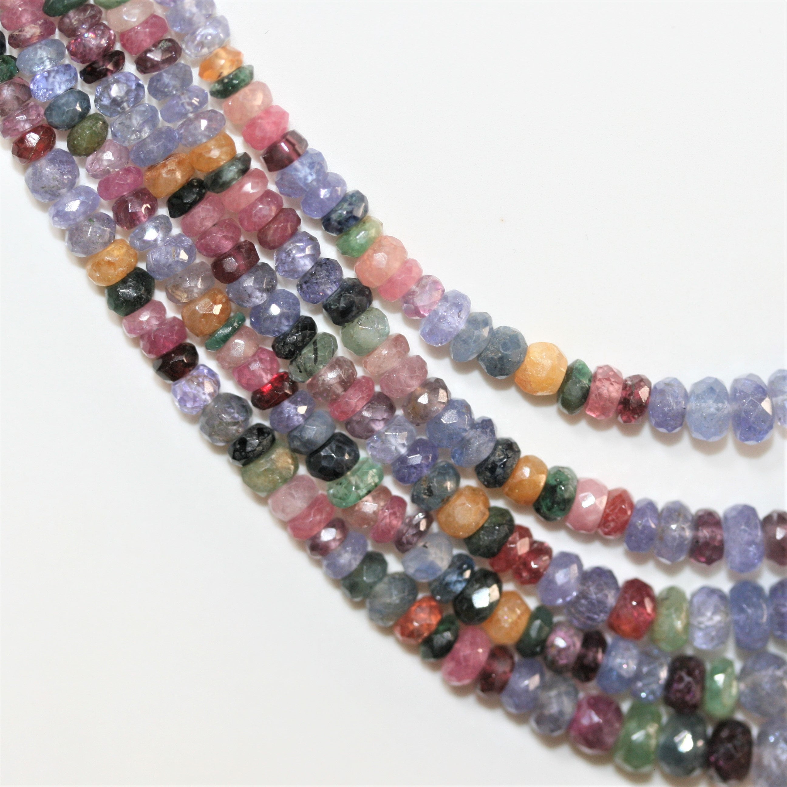 Collier rondelle à facettes dégradées multi-pierres 3x2 - 6,5x4 mm - 5 rangs