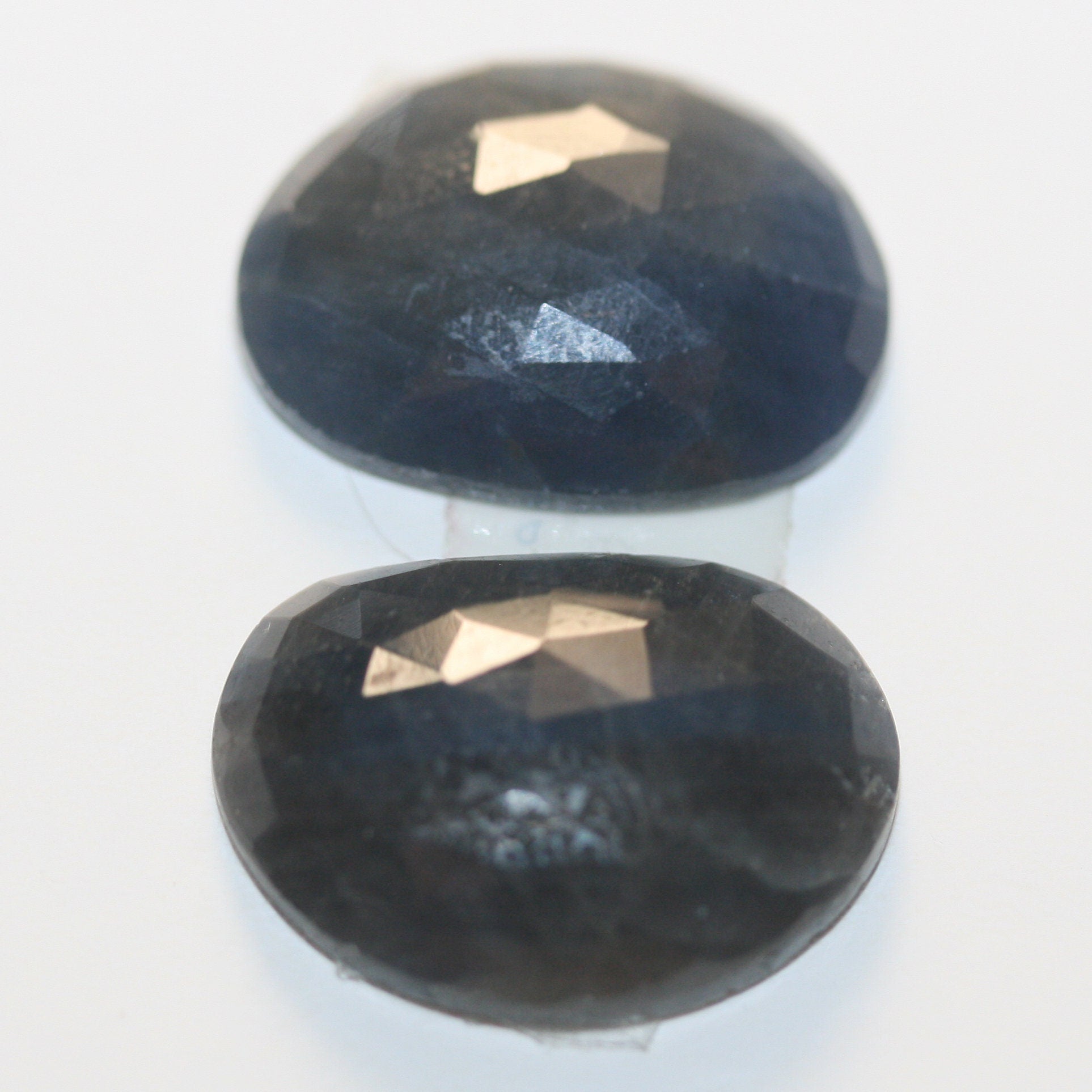 1 Pair Natural Blue Sapphire 17.5x13.2mm Cabochons Faceted Oval 22.9 ct- Natural Gemstones Jewelry Supplier