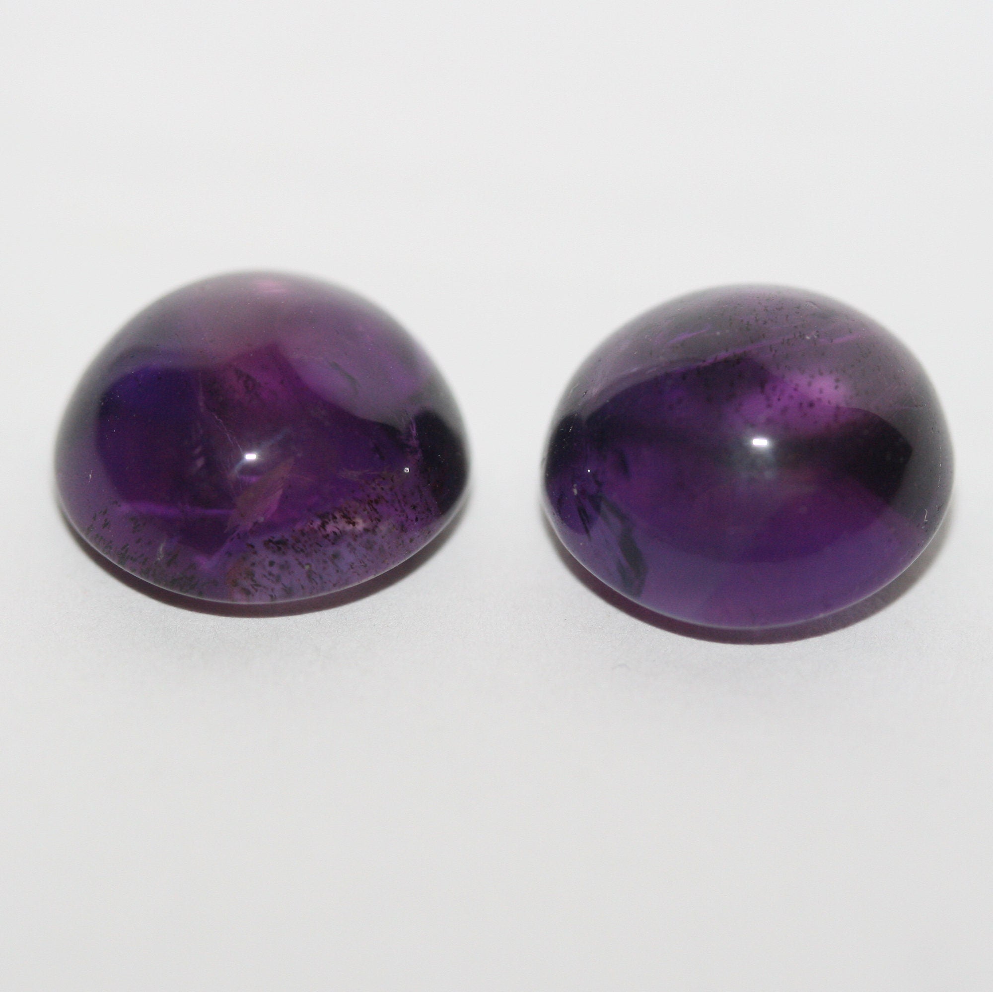 Amethyst Pair Round Cabochon 13mm.