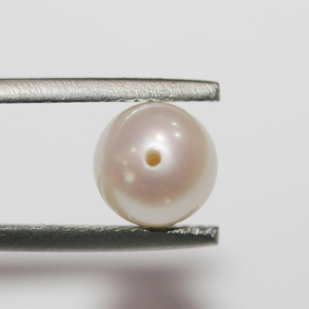 1 Pair High Cultured Round Pearl 7-7.5mm.-Half Drill. Round Natural  Pearl-Price Per 1 Pair- Pearl Earring