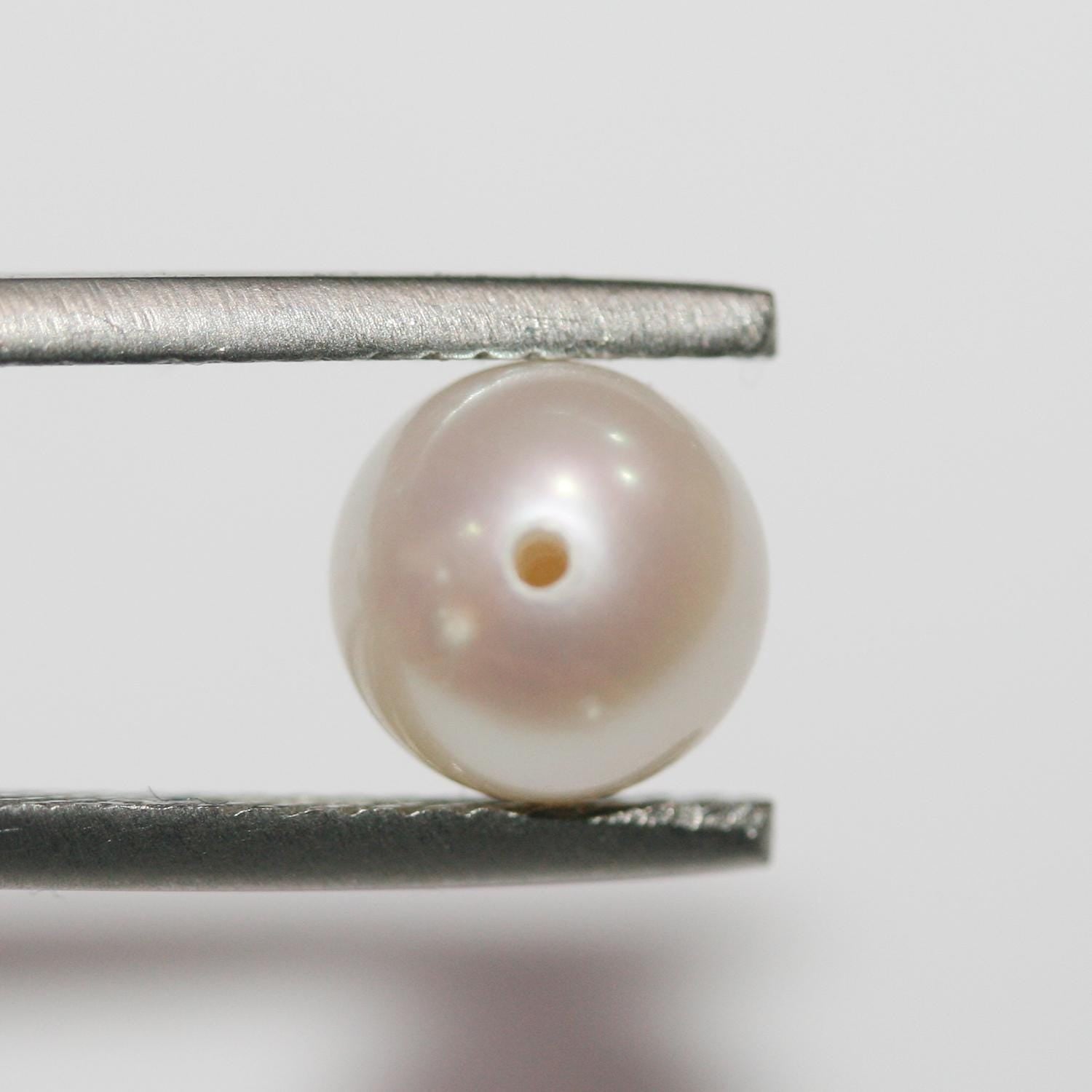 1 Pair High Cultured Round Pearl 7-7.5mm.-Half Drill. Round Natural  Pearl-Price Per 1 Pair- Pearl Earring