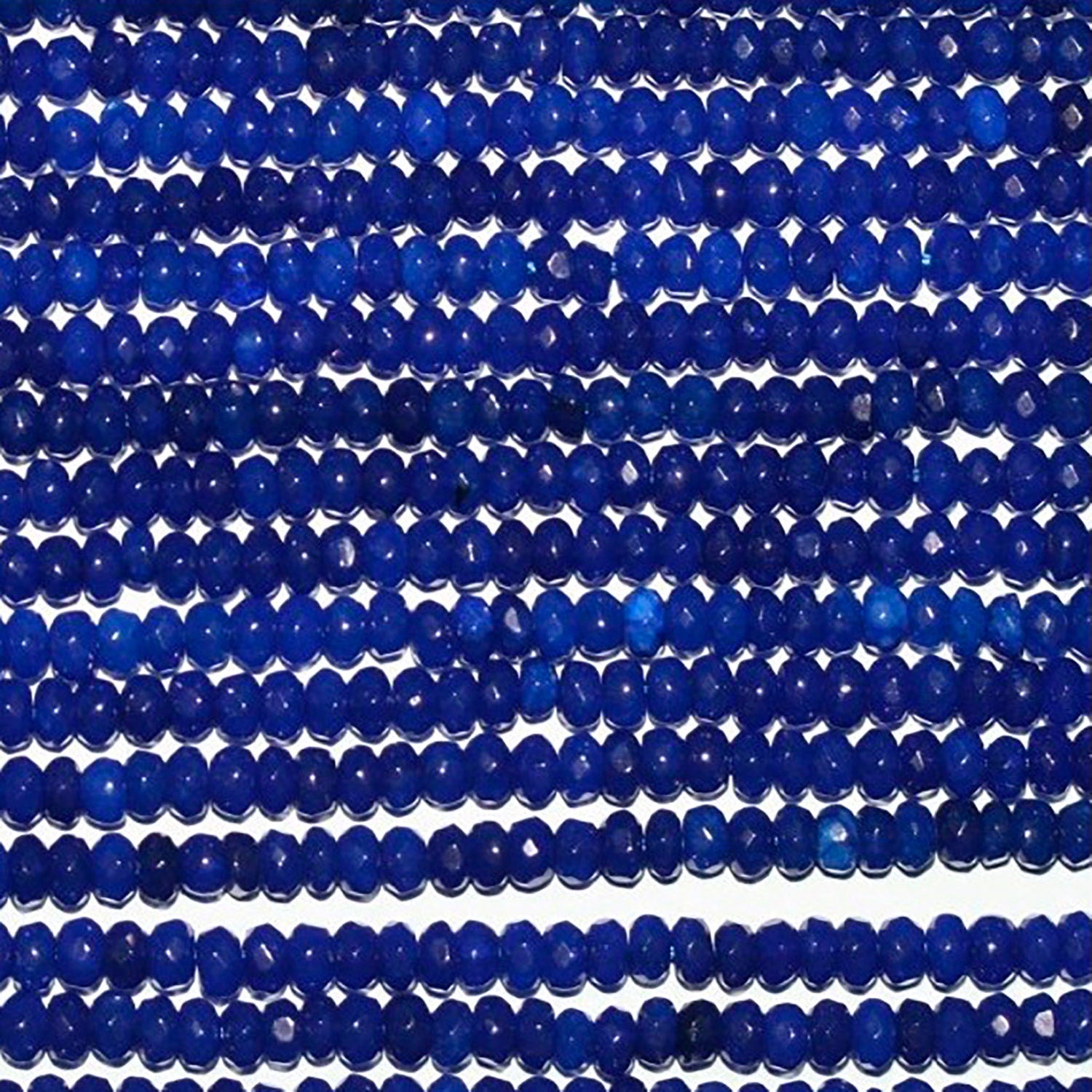 Perles rondelles à facettes en jade bleu de 40 cm (16 pouces), 4 x 2 mm, longueur 40 cm.