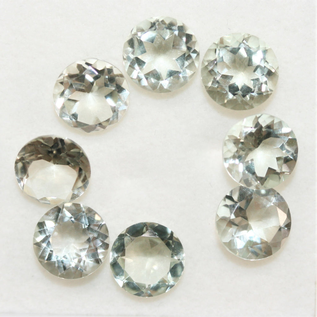 Lote de Prasiolita Redonda Facetada 8mm.- 8 Piezas