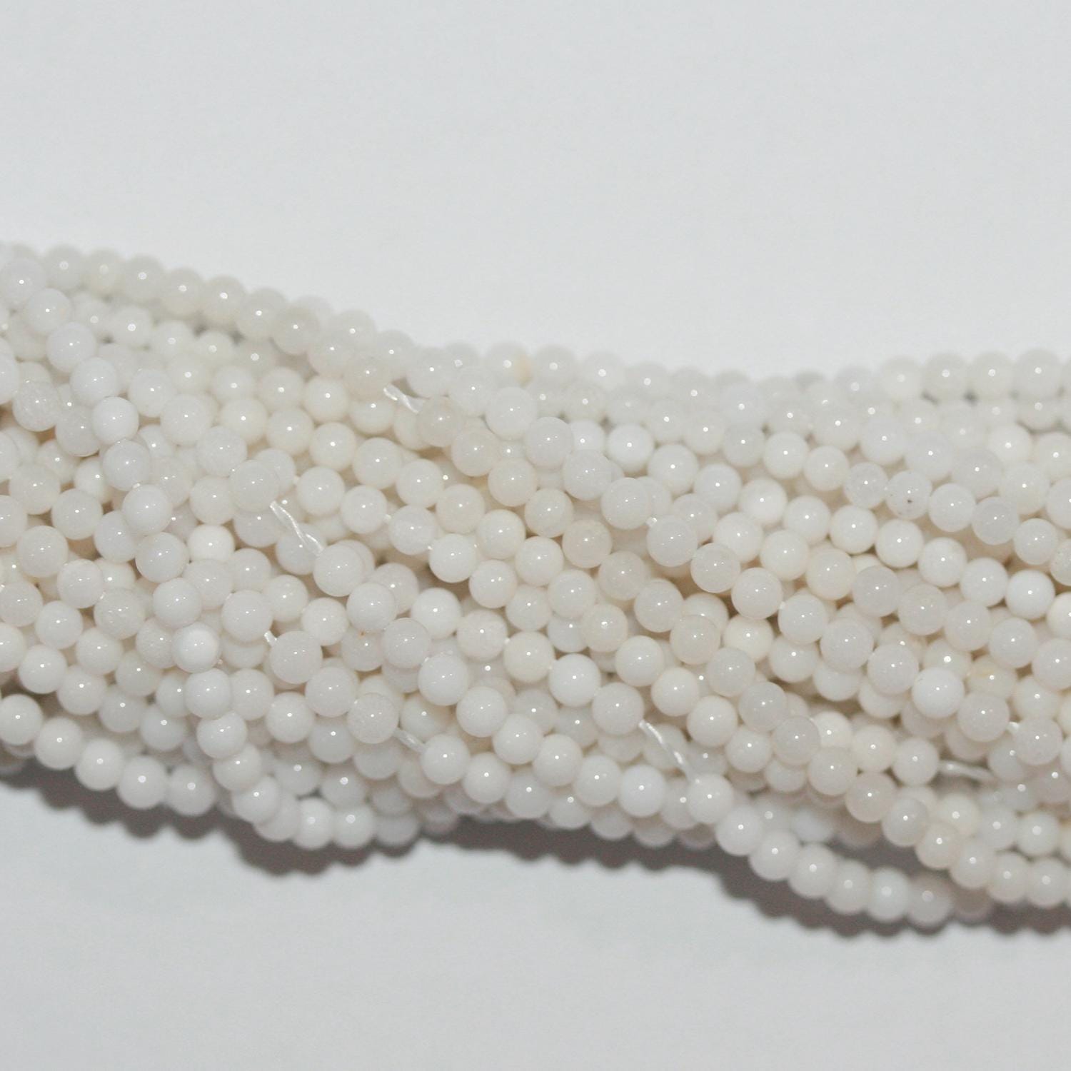 Perles rondes lisses en agate blanche St, 15 pouces, 2 mm - Fil de 39 cm