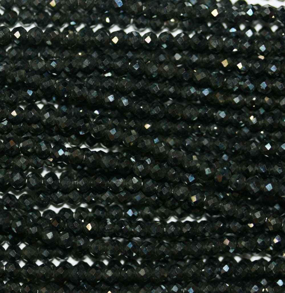 13" Strand Gray Spinel Faceted Round Beads 2mm.