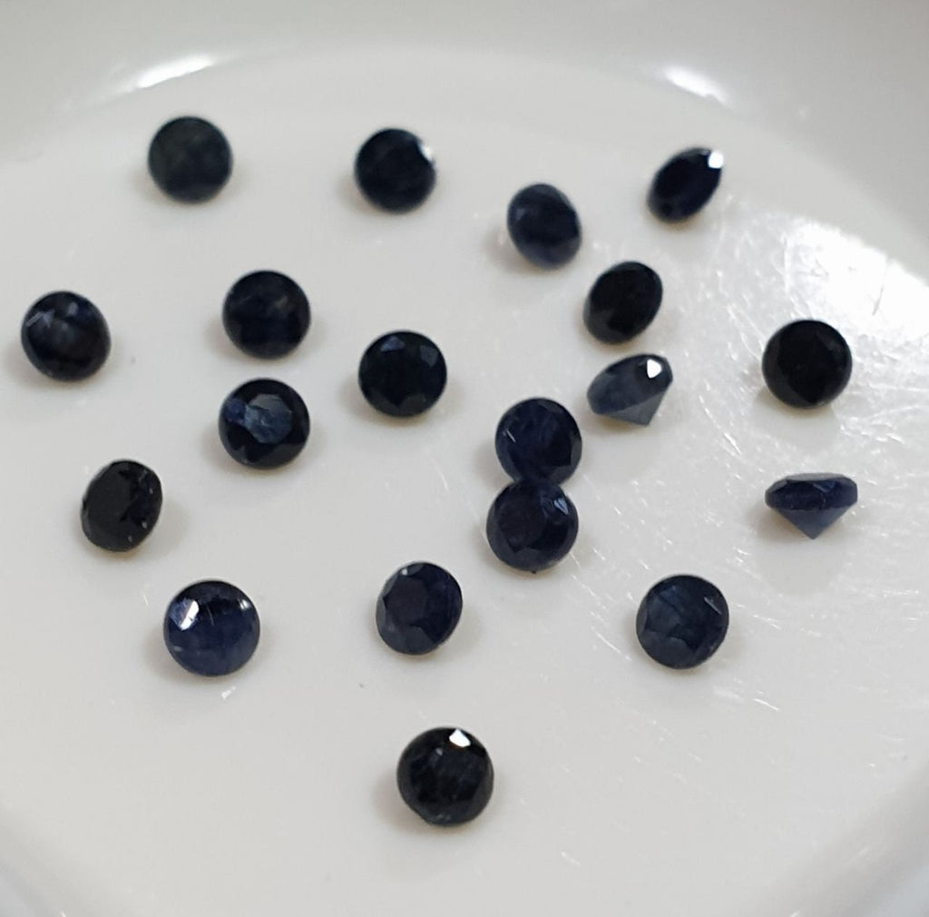 1 Lot Dark Blue  Near Black Color Sapphire Lot Faceted Round 2mm- Natural Sapphire