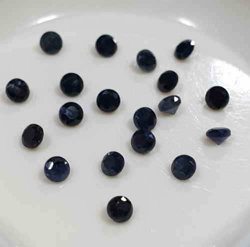 1 Lot Dark Blue  Near Black Color Sapphire Lot Faceted Round 2mm- Natural Sapphire