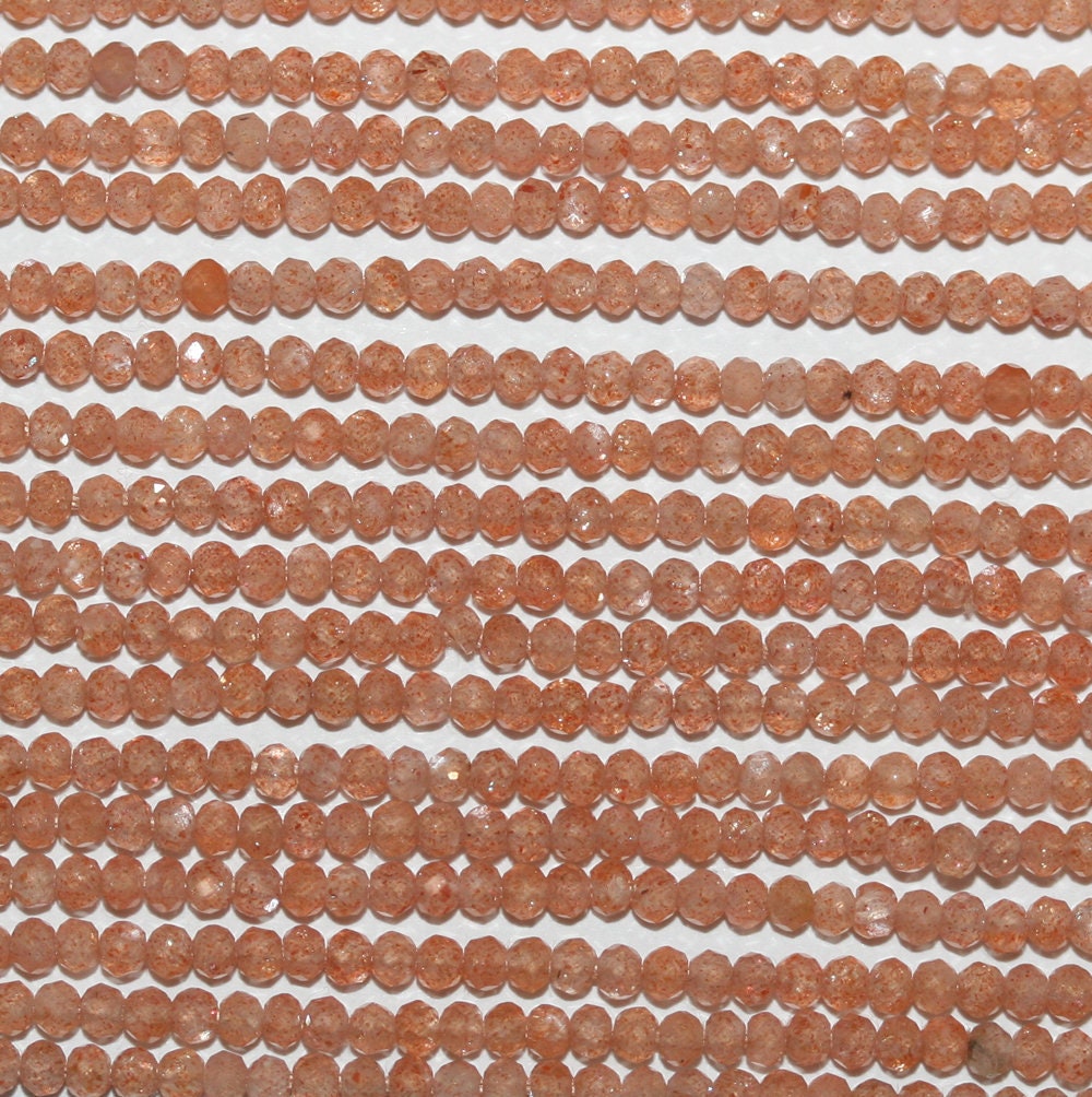 13" Strand Tiny Brown Moonstone Faceted Round Beads 2mm.