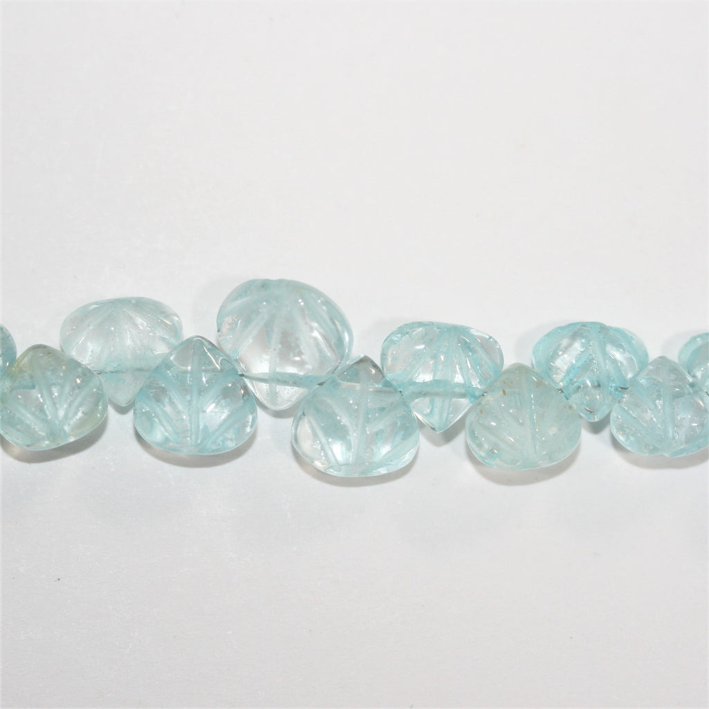 Cuentas de aguamarina talladas de 8" de Santa, 7-8 mm, tira de 20 cm.