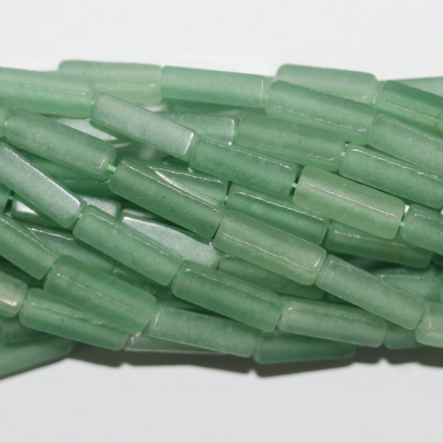 15" St Green Aventurine Smooth Prism Beads 13x4mm.- Strand 39cm.