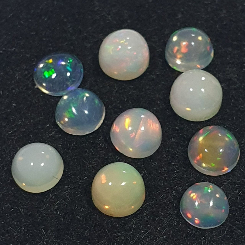 Ethiopian Opal Lot Round Cabochon 4mm. (10pcs)  -Gemstone Parcels-Loose Stones Wholesale Price