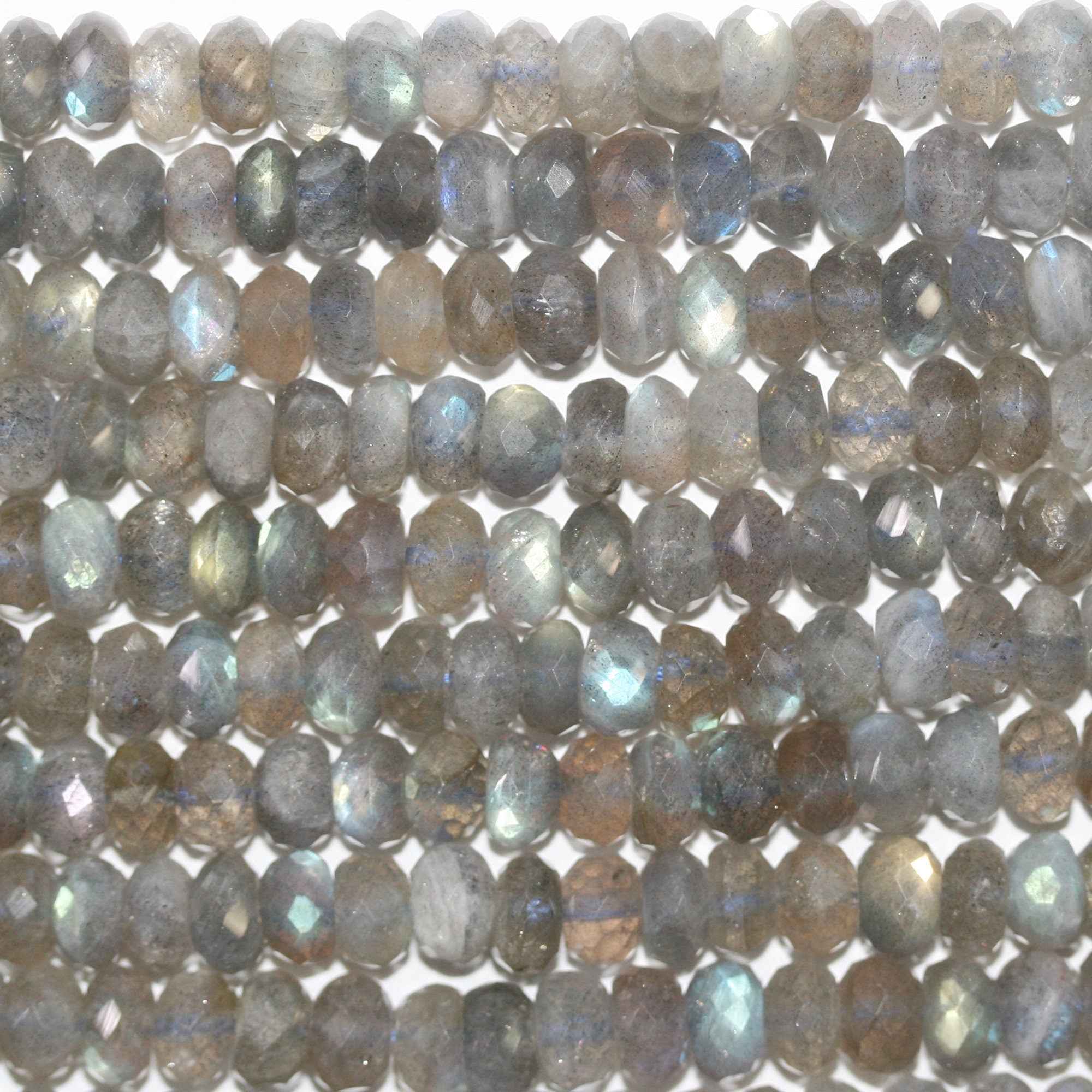 Cuentas redondas facetadas de labradorita de 16" (7 x 4 mm) - Hilo de 40 cm