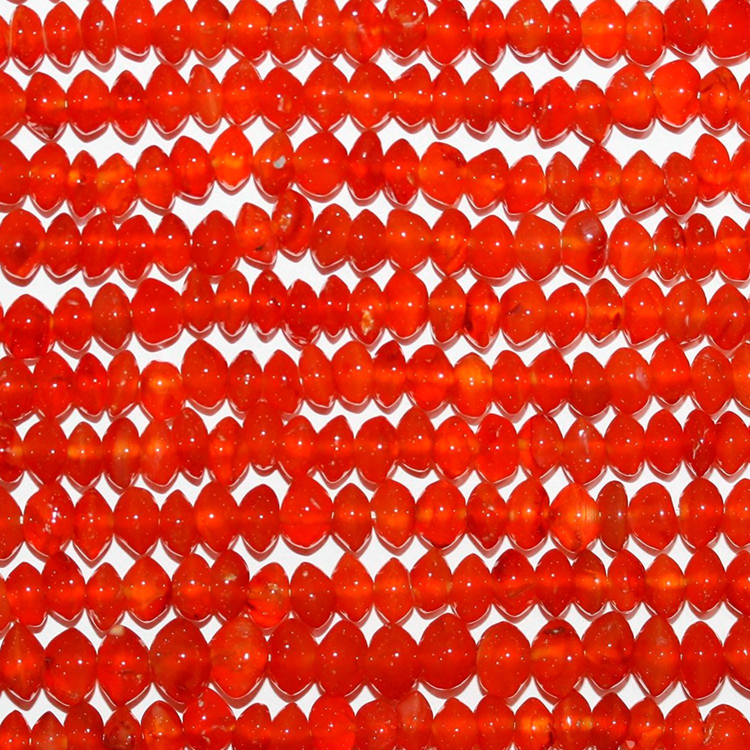 Perles rondelles lisses en cornaline de 15 pouces, 5 x 3 mm - Fil de 37 cm.