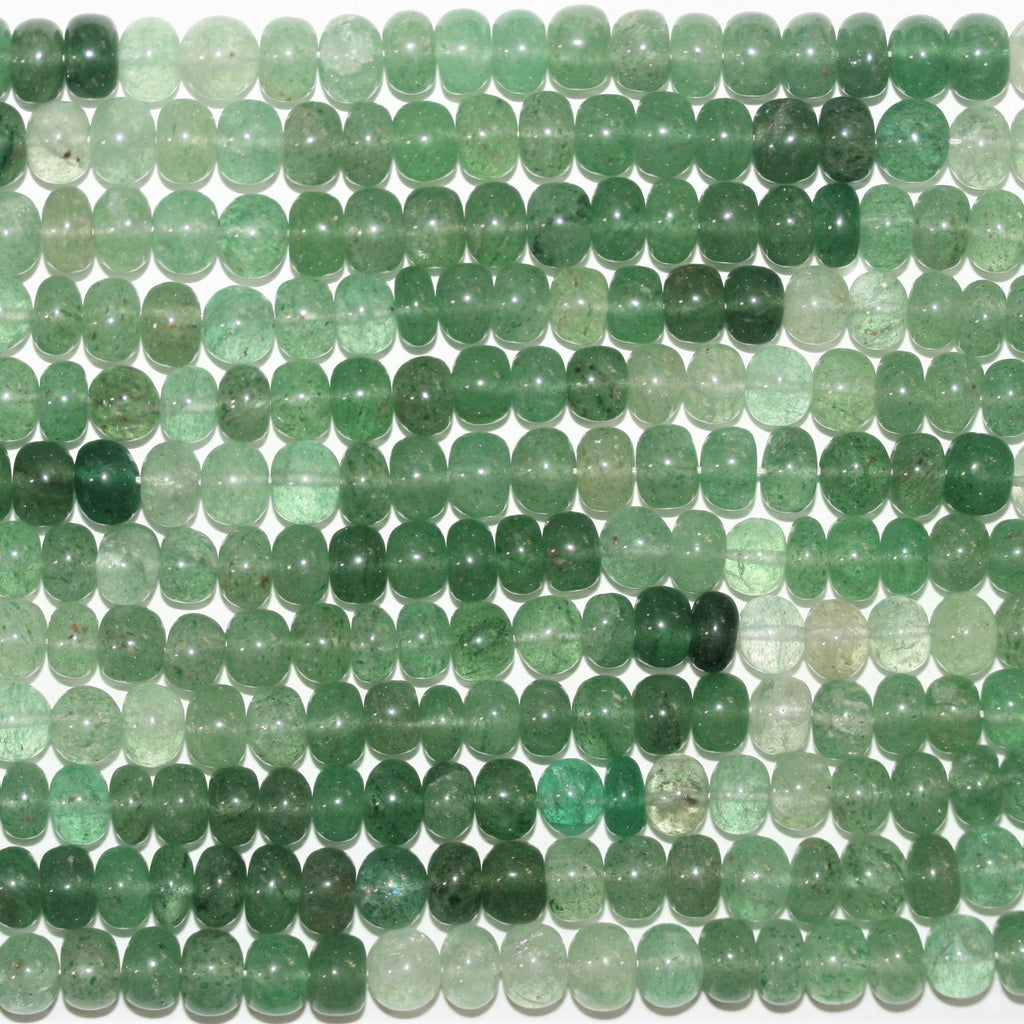 Cuentas redondas lisas de aventurina verde de 19", 7 x 5 mm. Aprox. - Hilo de 48 cm.