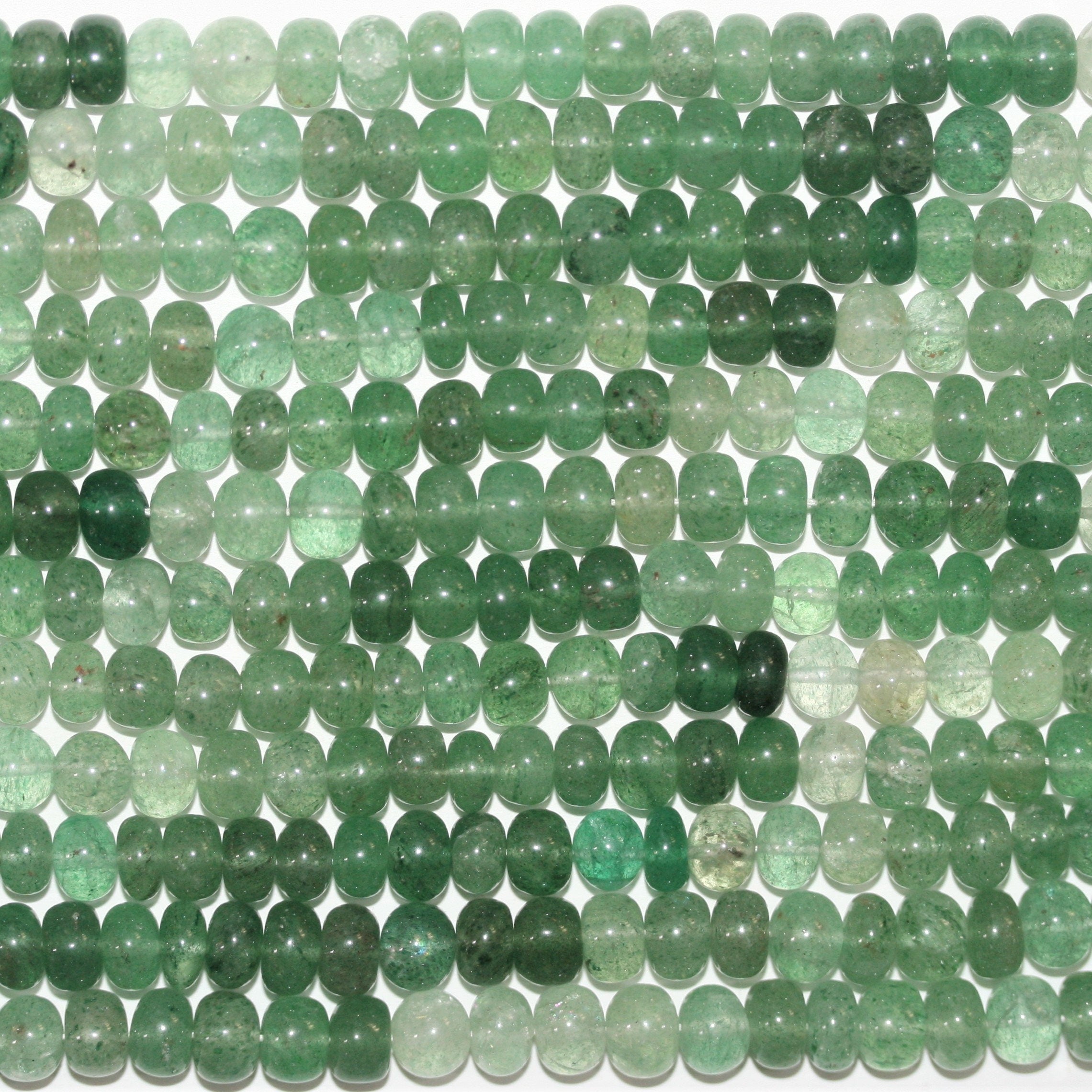 Cuentas redondas lisas de aventurina verde de 19", 7 x 5 mm. Aprox. - Hilo de 48 cm.