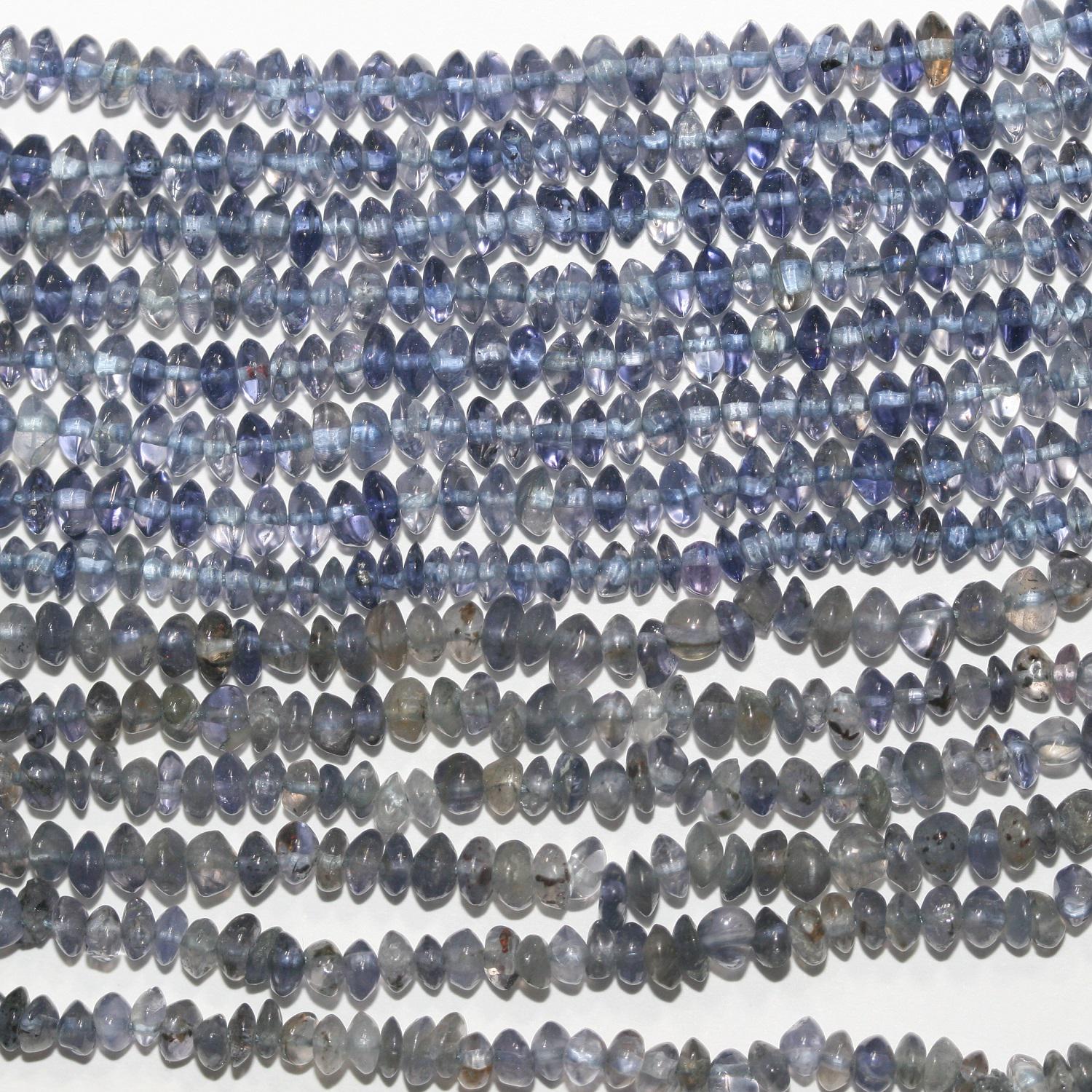 13" St Iolite Smooth Rondelle Beads 3-5x2mm.-Strand 33cm.-Item. 1314