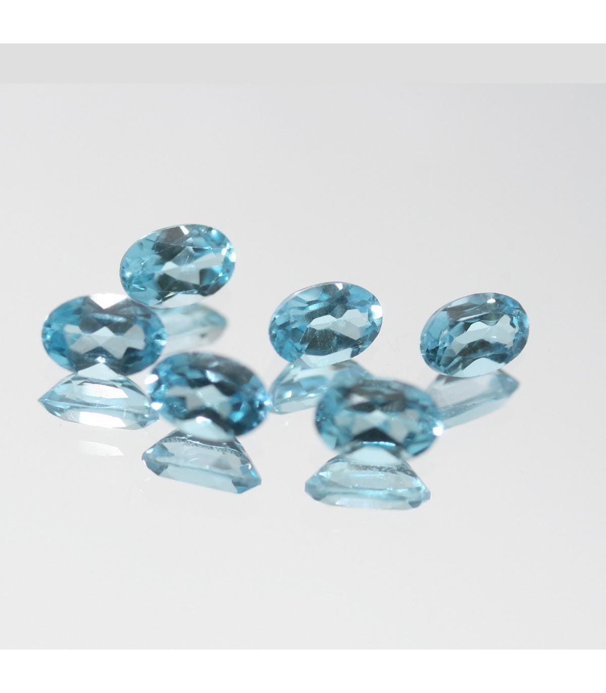 Lote de 6 topacios azules suizos facetados ovalados de 6 x 4 mm. (6 piezas)
