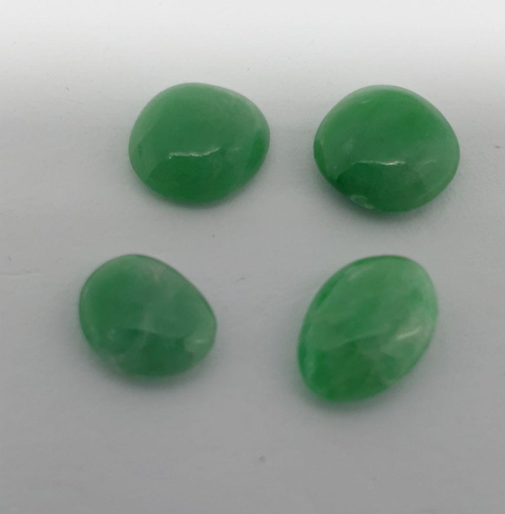 Natural Jadeite Irregular Oval Cabochons Lot 7.5-9mm. Approx.- 4 Pieces