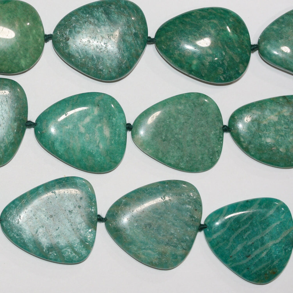 Cuentas planas y lisas de amazonita rusa de 16" de St., 30 x 25 mm, tira de 40 cm.