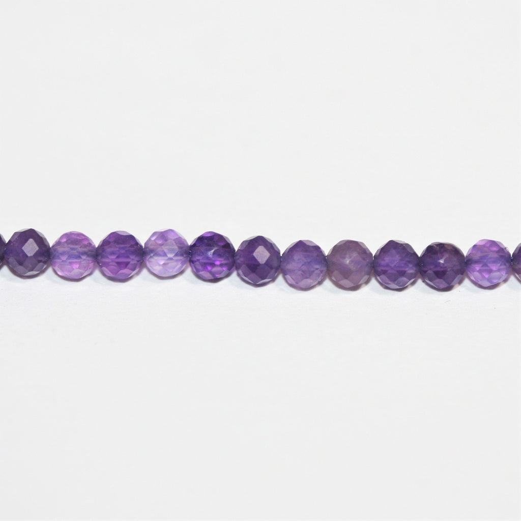 15" Perles rondes à facettes en améthyste St 3-3,5 mm.-Rig 39 cm.