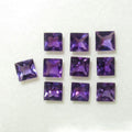 Lote de amatista natural facetada cuadrada de 4 mm, piedra preciosa genuina cortada - Paquete de piedras preciosas