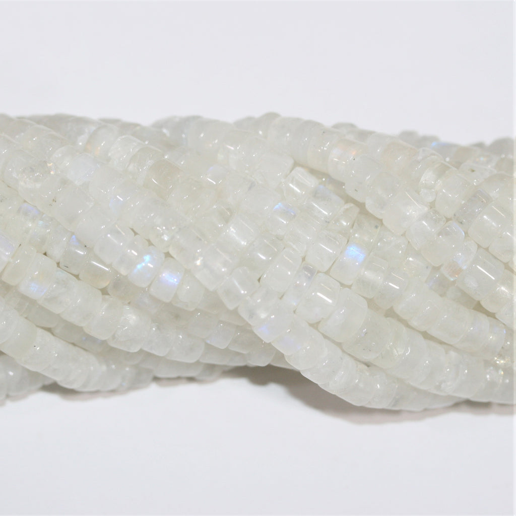 13" St Moonstone Smooth Disc Beads 6x4mm. Approx.- Strand 33cm.