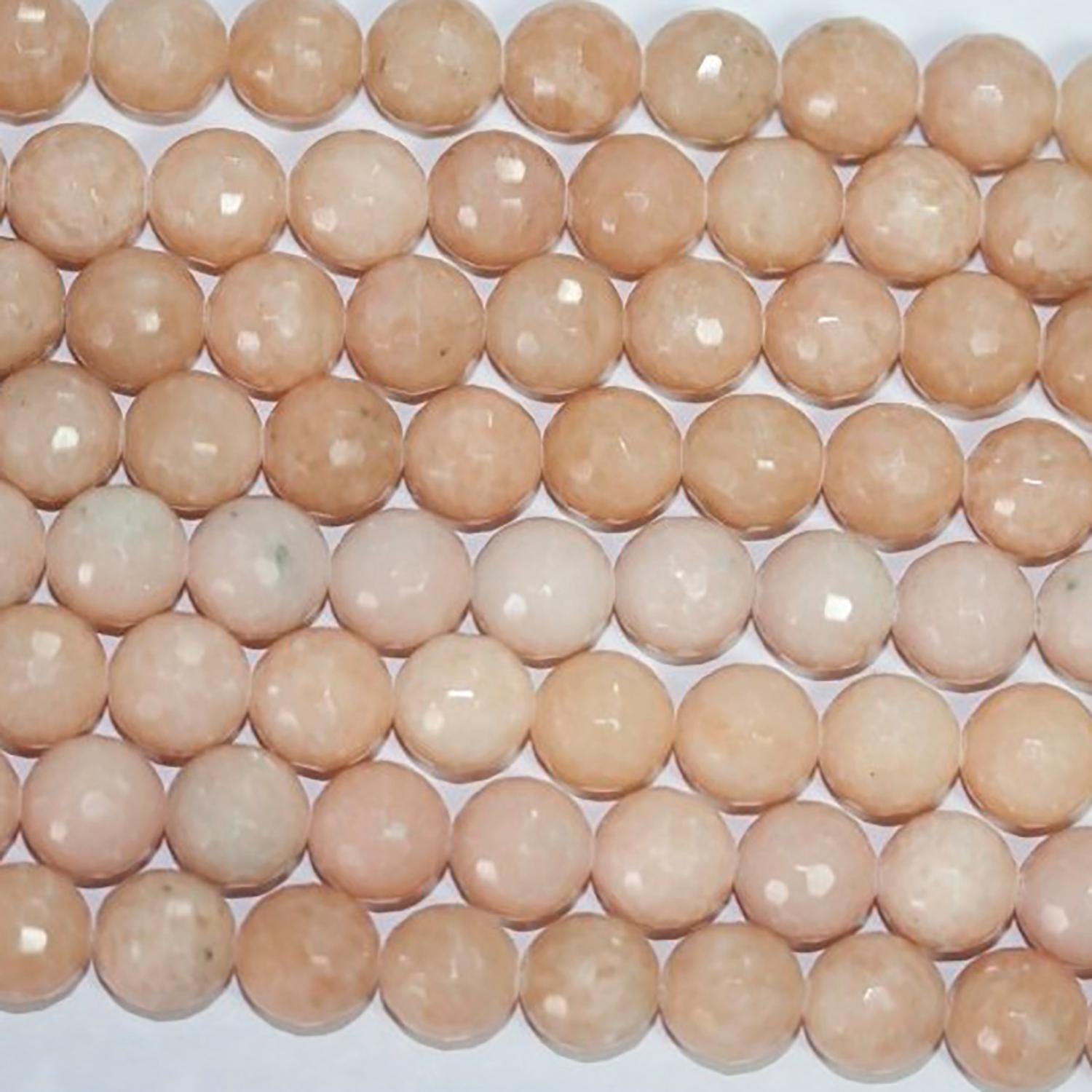 Perles rondes à facettes en quartz peau d'ange, 10 mm, 40 cm (16 pouces) - Fil de 40 cm (40 pouces)
