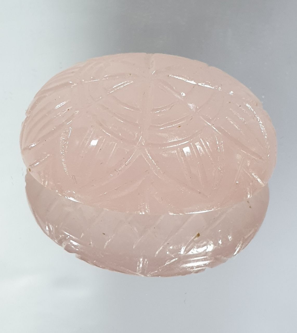 Huge One Of A kind Hand Carved Rose  Quartz Oval  Cabochon Stone Unique Carving 43.22x33.3x18mm 178.8ct Really Collector Piece