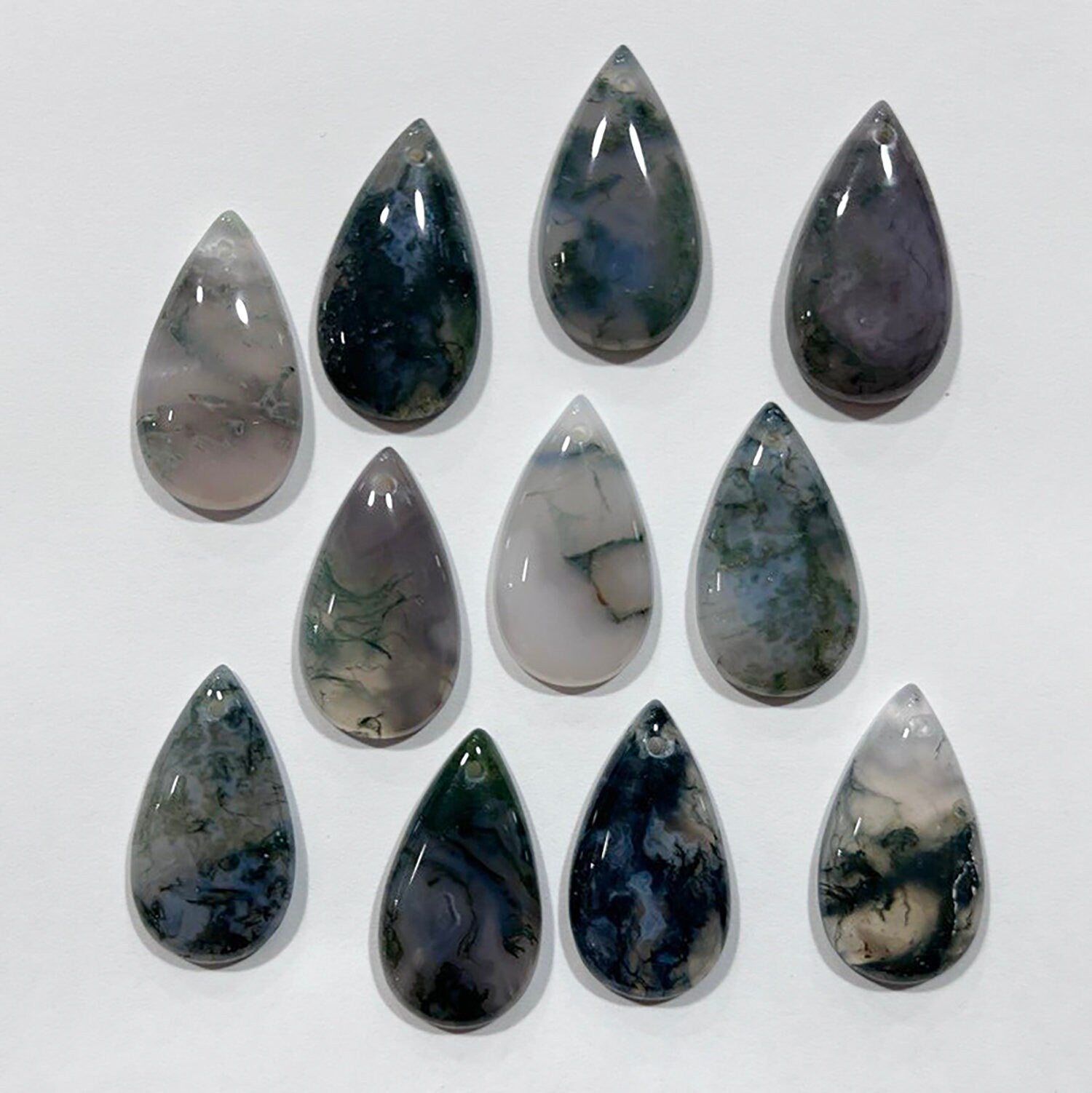 1 Pcs Moss Agate Drop Pendant 26x16 mm.Approx.-(1 pcs.)