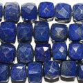Cuentas cúbicas facetadas de lapislázuli de 45,7 cm (7-8 mm) - Hilo de 21 cm