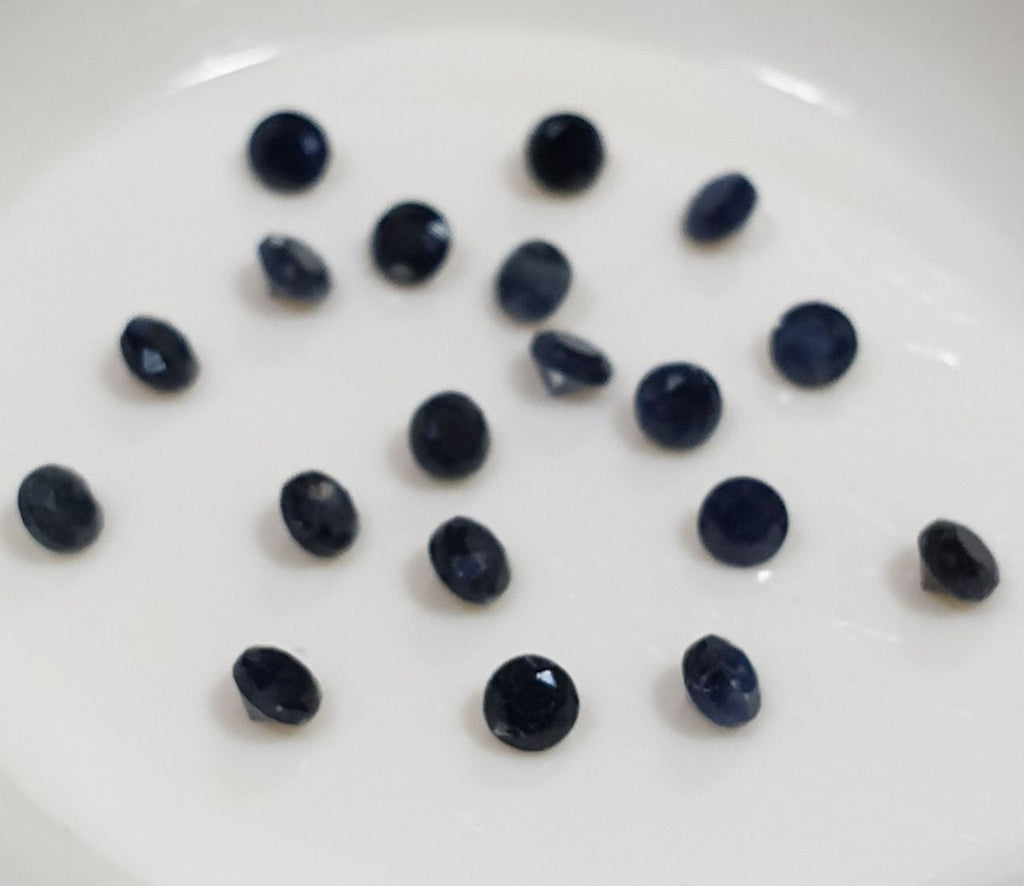 1 Lot Dark Blue  Near Black Color Sapphire Lot Faceted Round 2mm- Natural Sapphire