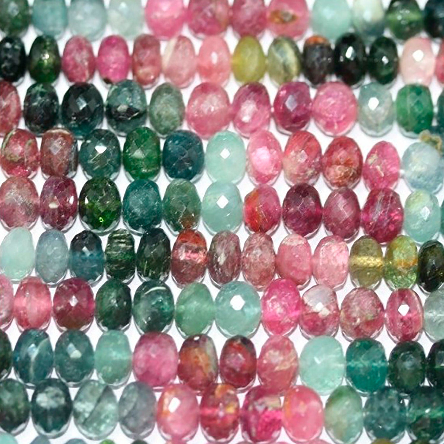 Rondelle à facettes en tourmaline St 14" 7x5mm.-Bracelet 37cm.