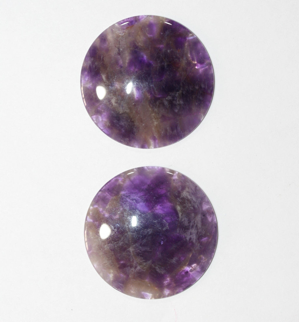 Lote de 2 cabujones redondos de amatista de 36,5 mm. (2 uds.)