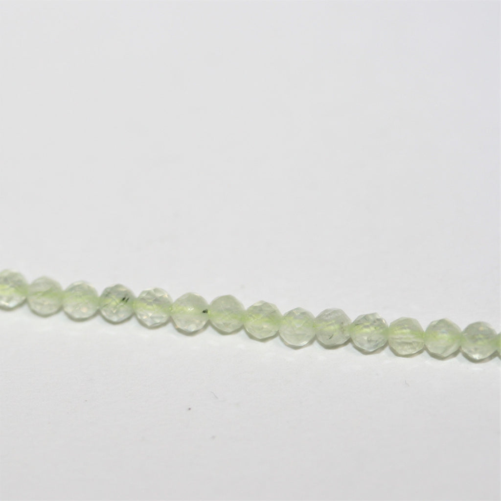 13" St Prehnite Faceted Round Beads 2.5mm.- Strand 34cm.