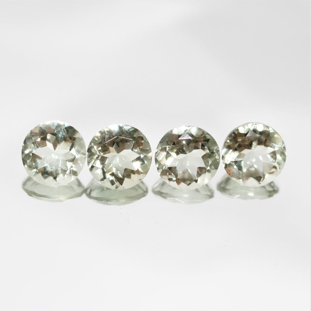 Lote de Prasiolita Redonda Facetada 10mm.- 4 Piezas