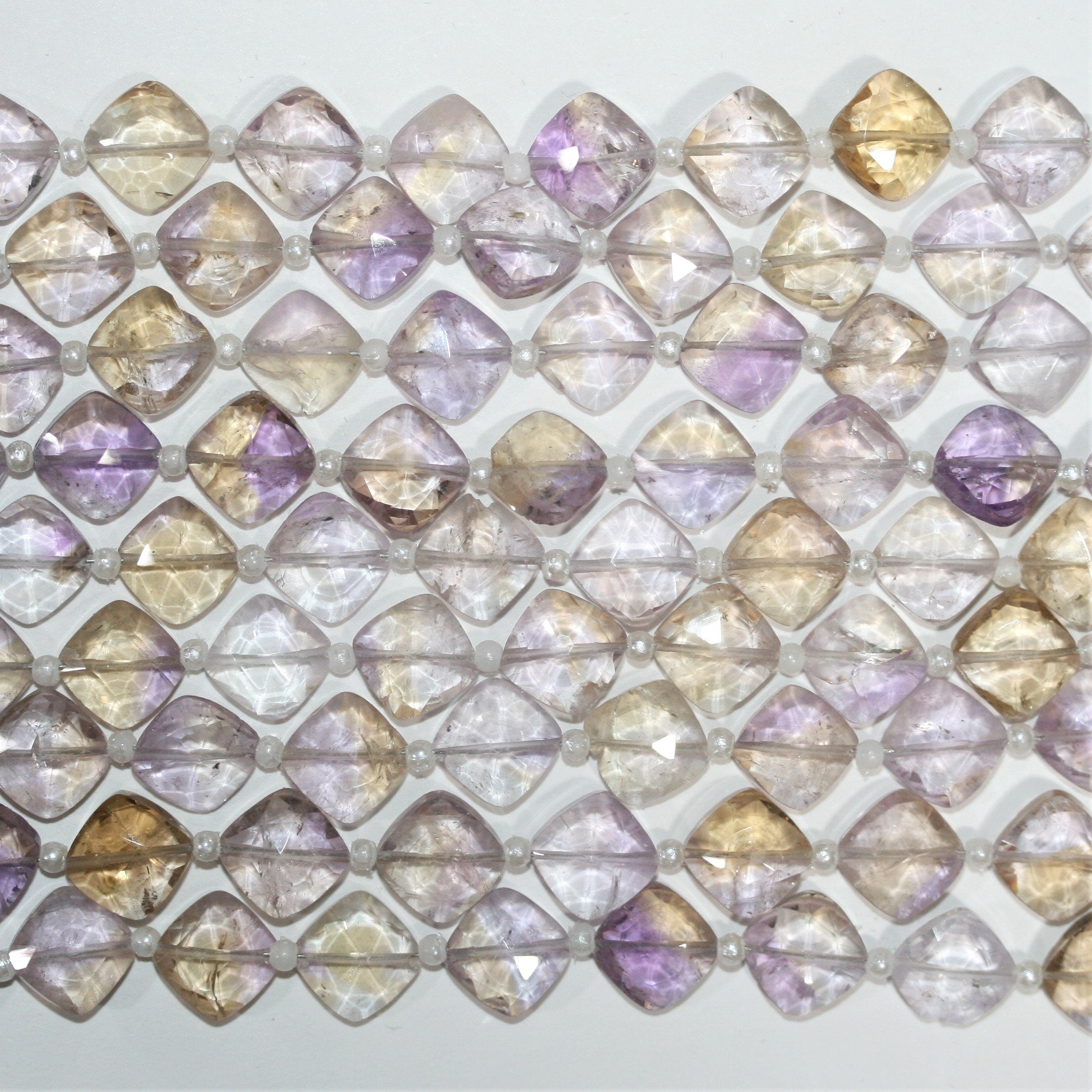 Cuentas de diamante facetado de amatista de 8" de largo, 10 mm, hilo de 21 cm.