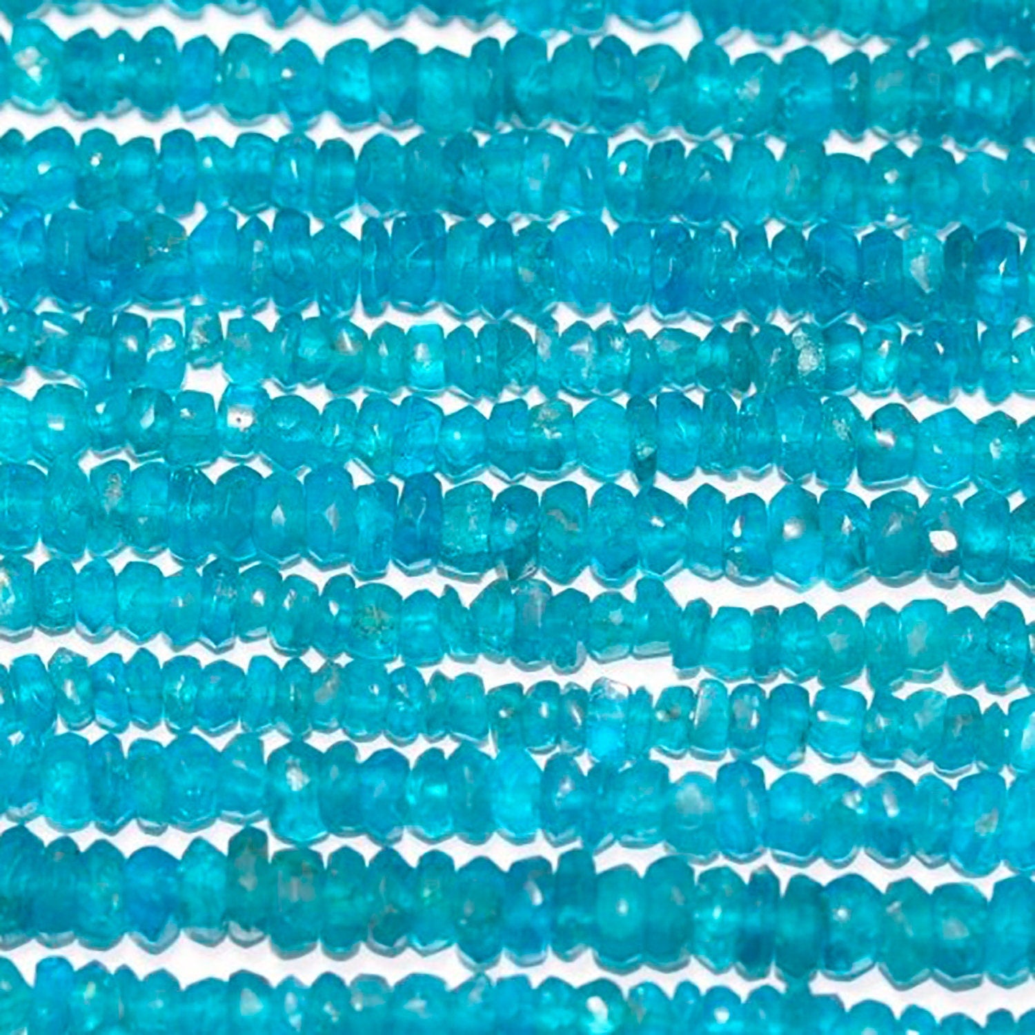 14" St Blue Apatite Faceted Rondelle Beads 4x2mm.- Strand 37cm