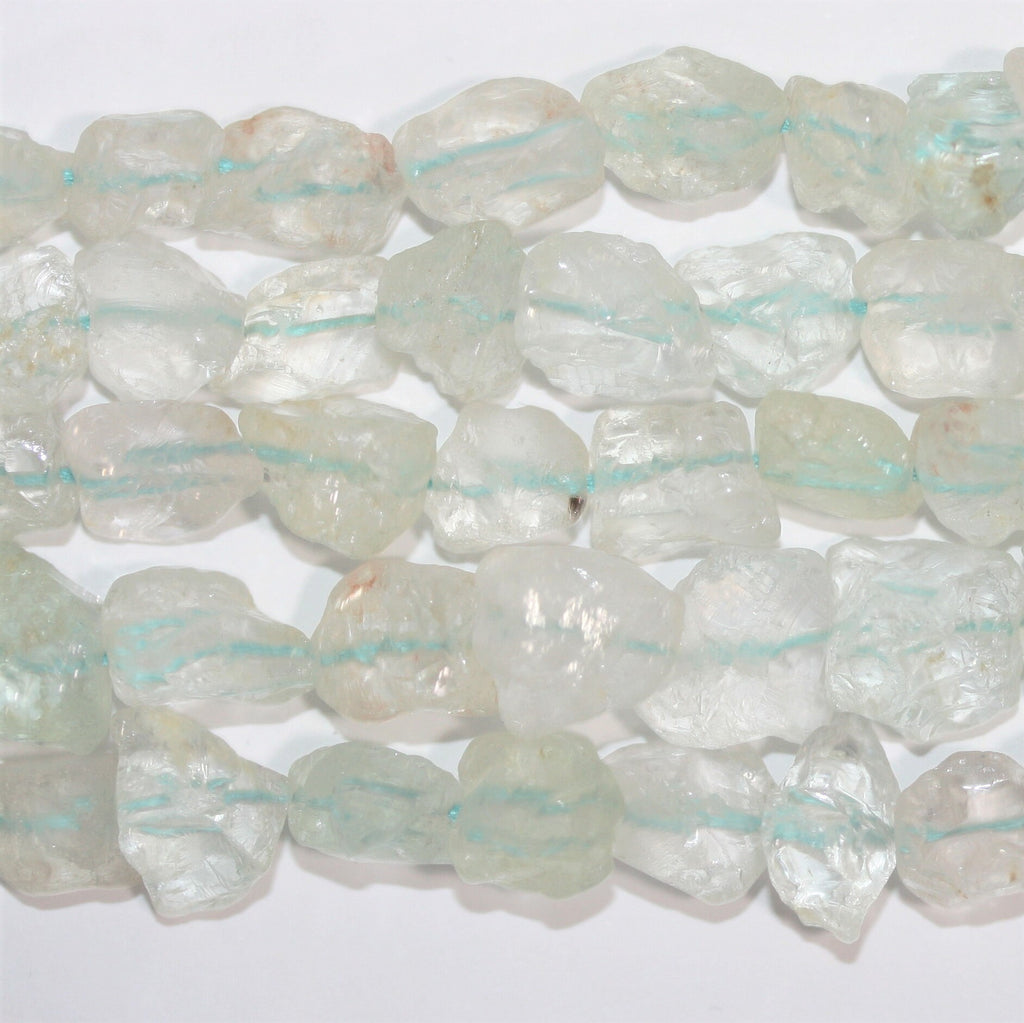 10" St Aquamarine Unpolish Nugget Beads 7-8mm. Approx.-Strand 25cm.