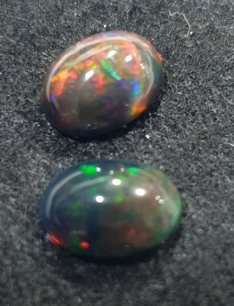 1 Pair Ethiopian Black Opal Lot Oval Cabochon 9x7mm. (2 pcs)  -Gemstone Parcels-Loose Stones Wholesale Price