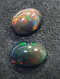1 Pair Ethiopian Black Opal Lot Oval Cabochon 9x7mm. (2 pcs)  -Gemstone Parcels-Loose Stones Wholesale Price