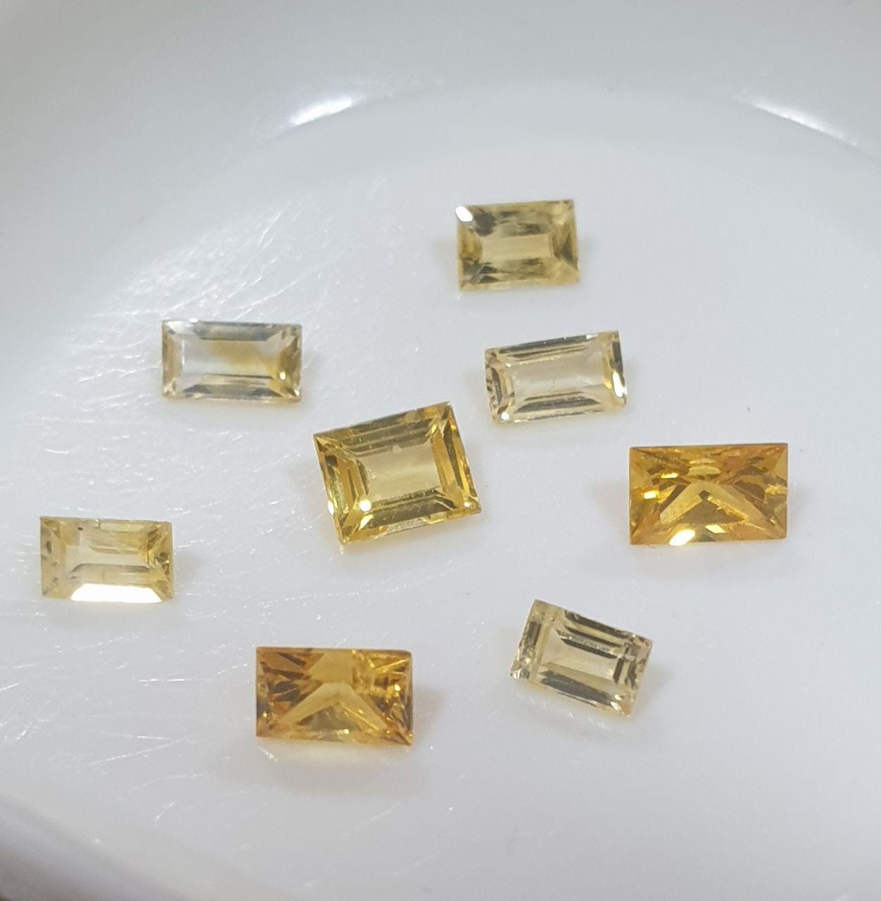 Lote de 8 zafiros amarillos facetados de 3-4 mm. - Paquetes de piedras preciosas - Piedras sueltas al por mayor - Gemas naturales