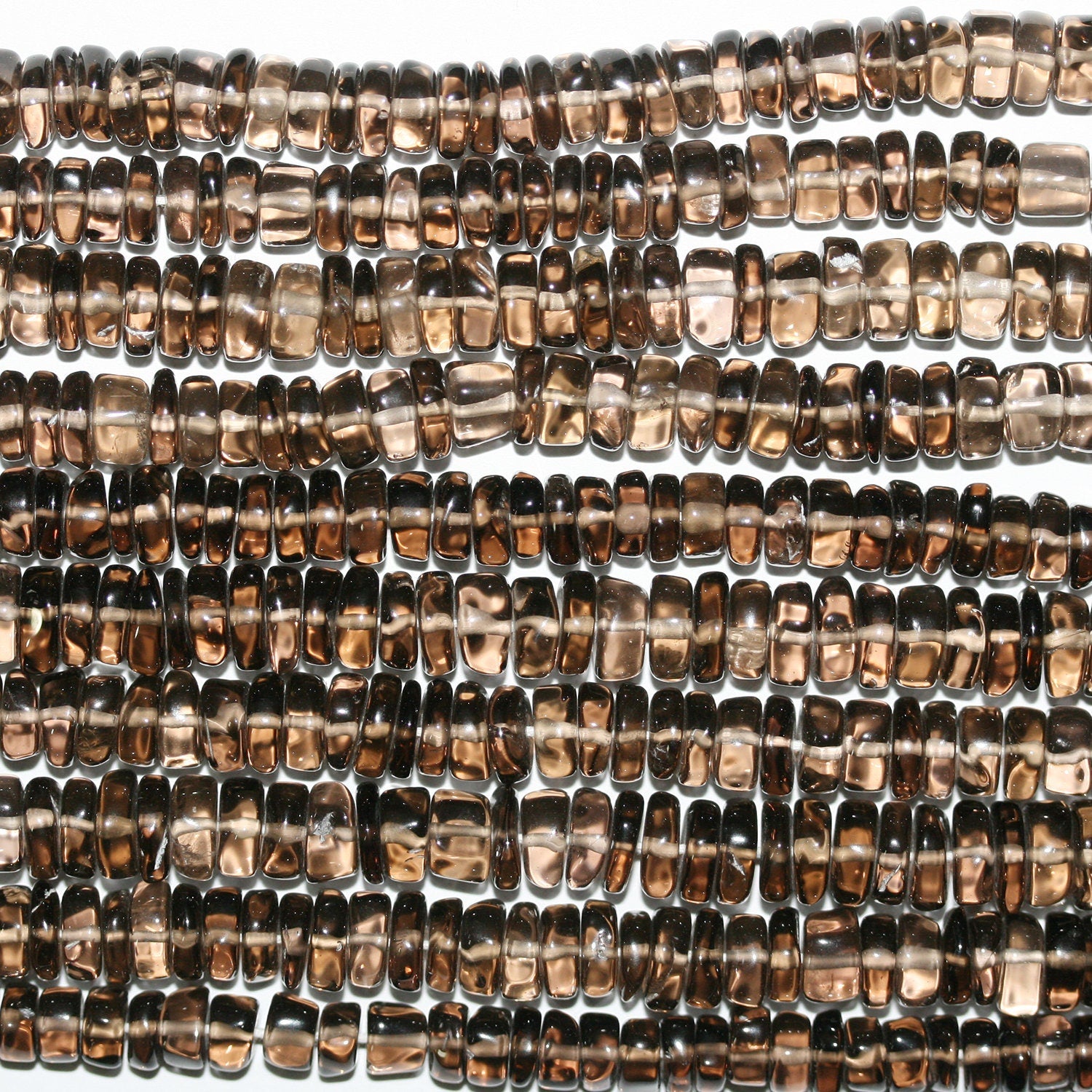 13" St Smoky Quartz Smooth Disk Beads 5x2mm.Approx.-Strand 34mm.