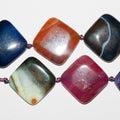 Perles d'agate multicolores lisses en forme de diamant, 30 mm, 15 pouces (38 cm). Longueur du fil : 39 cm.