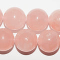 Perles rondes lisses en quartz rose St, 20 mm, 14 pouces. Longueur du fil : 38 cm.