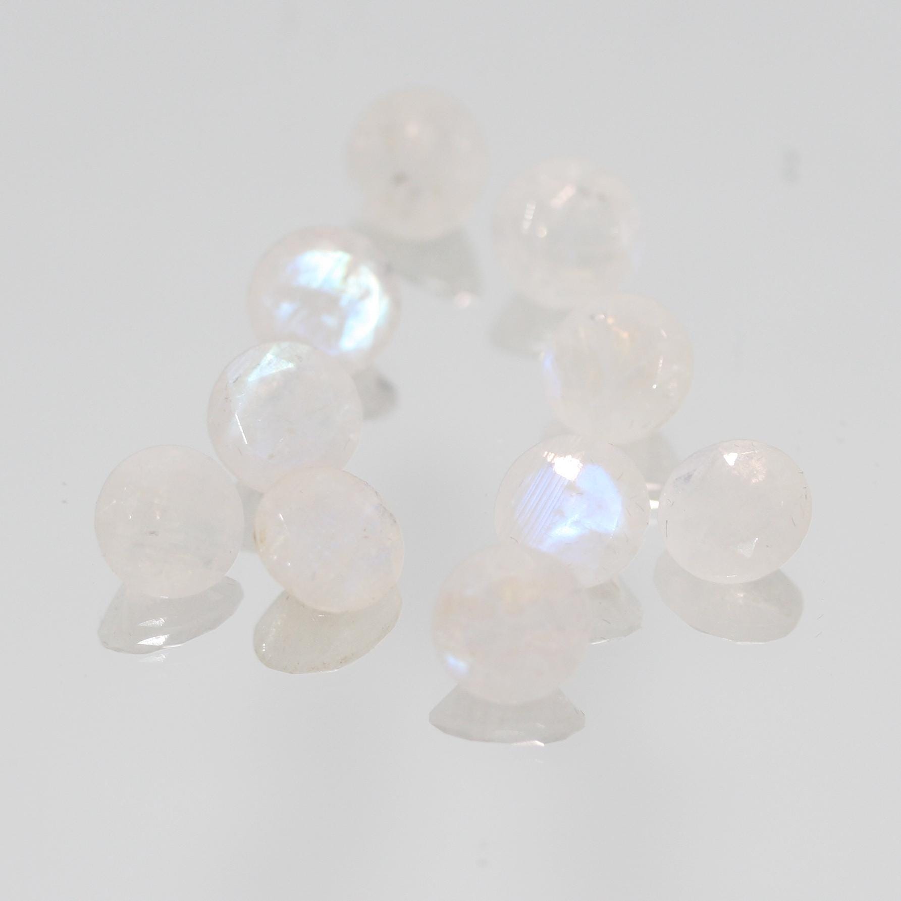 10Pcs Lot Moonstone Faceted Round 8mm.-(10 pcs.)