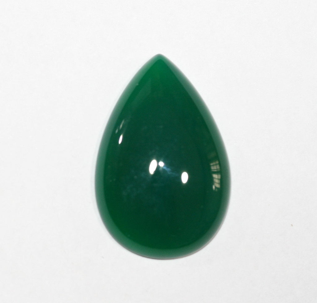 2Pcs Green Agate Drop Cabochon 30X20mm. (2 Pcs) .