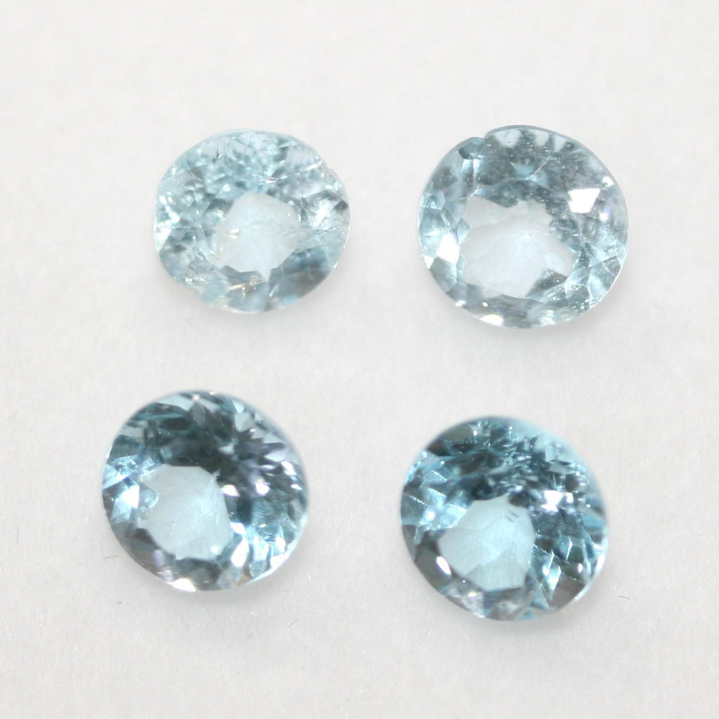 Lote de 4 topacios celestes redondos facetados de 7 mm (4 unidades)