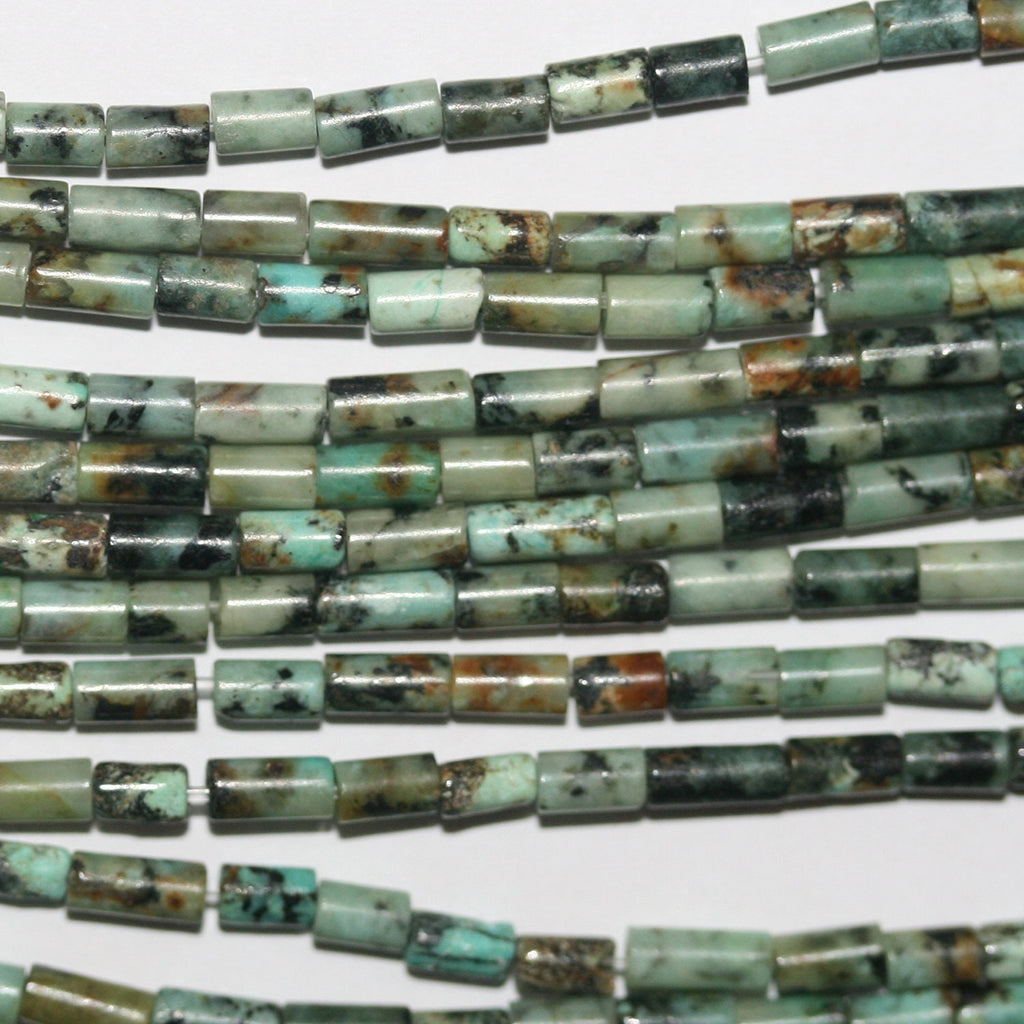 Perles tubulaires lisses en turquoise africaine St 15" 4x2mm.-Rig 39cm.