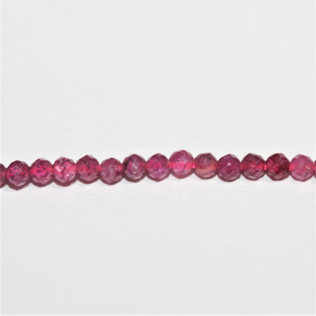 15" St Ruby Facetté Rond Perles 2mm.-Rig 39cm.